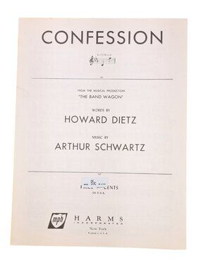 Vintage Confession Sheet Music The Band Wagon Howard Dietz Arthur Schwartz 1931
